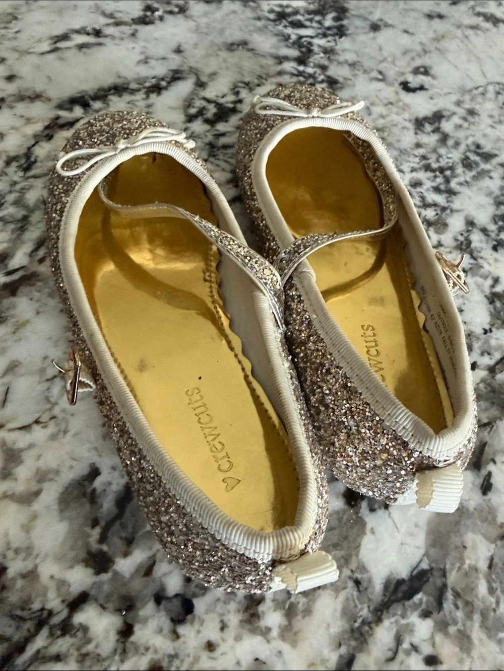 Crewcuts Glitter Mary Jane Flats - Gold Metallic Insole
